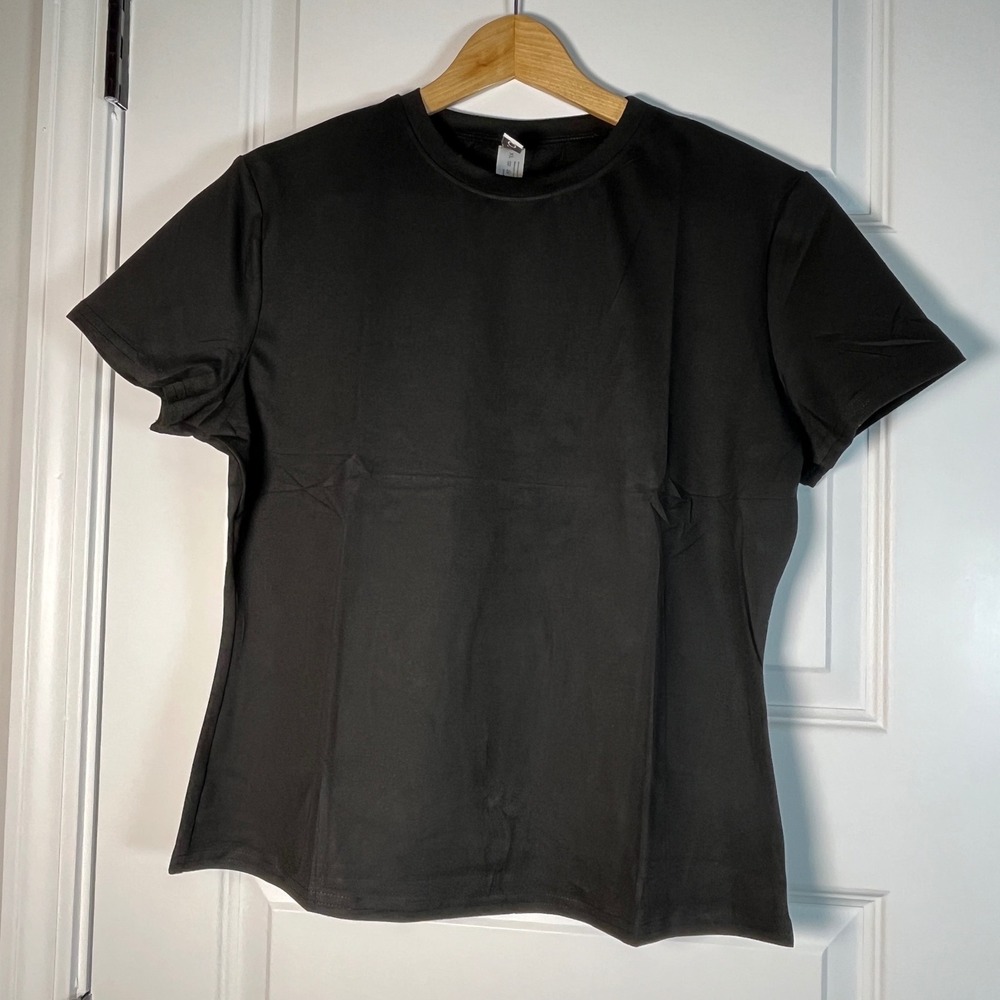 Yogingo Womens Black Athletic Short Sleeve T-Shirt Crew Neck Size XL New
